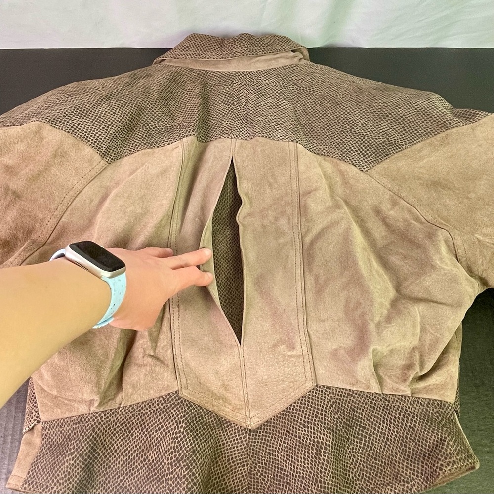 Vintage 80s Suede Women's Tan Bomber Jacket Size Medium - Picture 5 of 16
